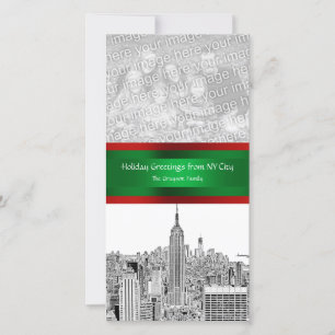 Cartes Pour Fêtes Annuelles NYC Christmas Etched ESB Skyline, votre photo