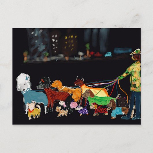 Cartes Pour Fêtes Annuelles Nyc Dogwalker (Devant)