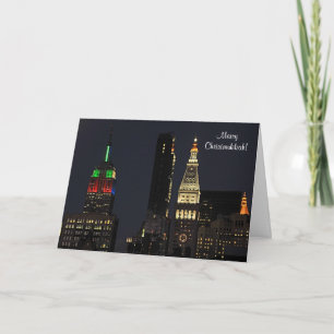 Cartes Pour Fêtes Annuelles NYC Empire State Bldg Dans Noël couleurs Hanoukka