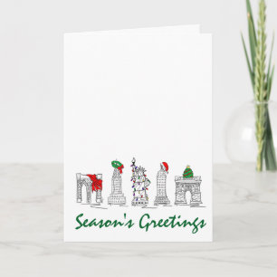 Cartes Pour Fêtes Annuelles NYC Noël Père Noël Tree Wreath Points de repère de