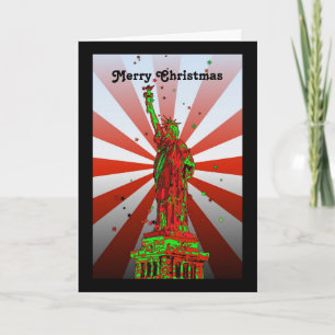 Cartes Pour Fêtes Annuelles NYC psychédélique : Statue de la Liberté Noël #2