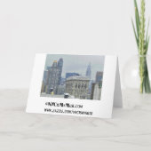 Cartes Pour Fêtes Annuelles NYC Skyline Chrysler Bldg, Flatiron Snow Christmas (Dos)