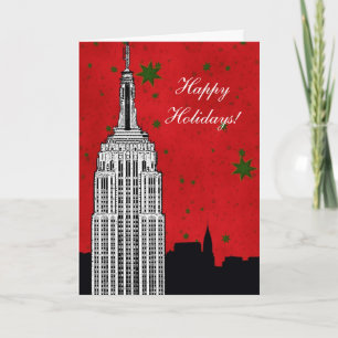 Cartes Pour Fêtes Annuelles NYC Skyline Etched ESB 2 Noël Holiday
