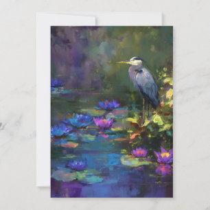 Cartes Pour Fêtes Annuelles Nymphéa d'étang enchanté aquarelle nature