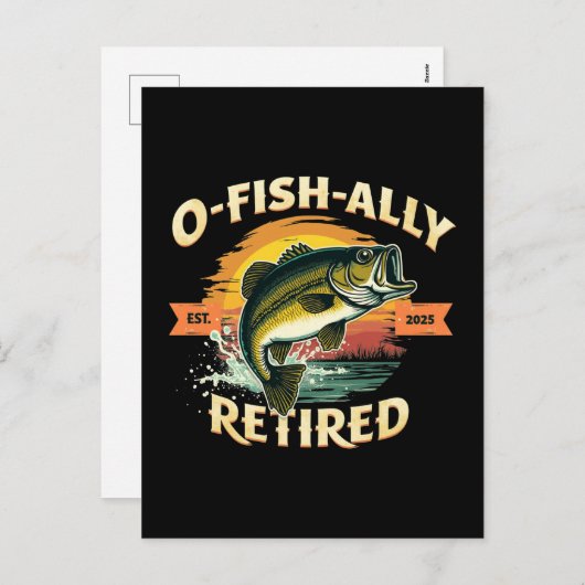 Cartes Pour Fêtes Annuelles O-Fish-Ally Retraité 2025 Pêcheur Retraité (Devant / Derrière)