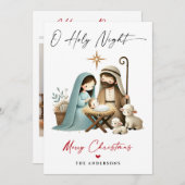 Cartes Pour Fêtes Annuelles O Holy Night Christmas Nativité Scene Famille Phot (Devant / Derrière)