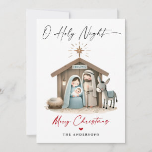 Cartes Pour Fêtes Annuelles O Holy Night Christmas Nativité Scene Famille Phot
