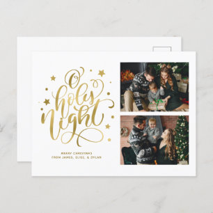 Cartes Pour Fêtes Annuelles O Holy Night Hand Lettré Photo personnalisée