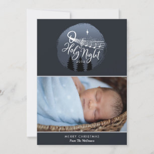 Cartes Pour Fêtes Annuelles O Holy Night : Music Notes + Stars Photo Christmas