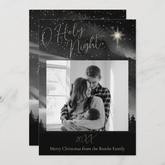 Cartes Pour Fêtes Annuelles O Holy Night Religieux Noël Bible Verse Photo (Devant / Derrière)