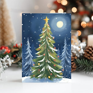 Cartes Pour Fêtes Annuelles Ô sapin de Noël   Paysage hivernal enneigé merveil