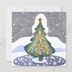 Cartes Pour Fêtes Annuelles Ô Sapin de Noël Peinture d'hiver à l'aquarelle
