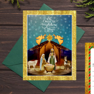 Cartes Pour Fêtes Annuelles « Ô venez, adorons-Le » Nativité Noël