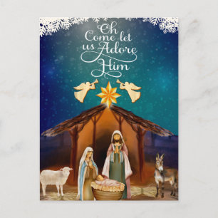 Cartes Pour Fêtes Annuelles "Ô venez, adorons-le" Noël de la Nativité