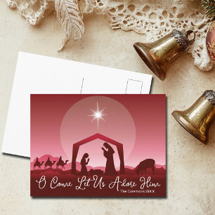 Cartes Pour Fêtes Annuelles Ô venez adorons-Le Scène de Noël de la Nativité
