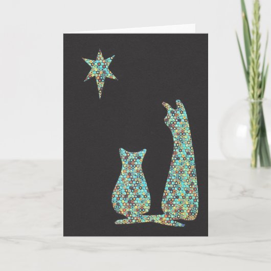 Cartes Pour Fêtes Annuelles observation des étoiles de chats (Devant)