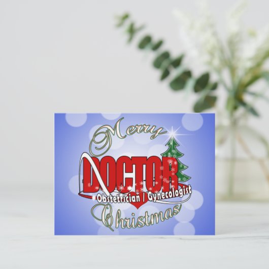 CARTES POUR FÊTES ANNUELLES OBSTÉTRICIEN / GYNÉCOLOGUE MÉDECIN DE NOËL (Debout devant)
