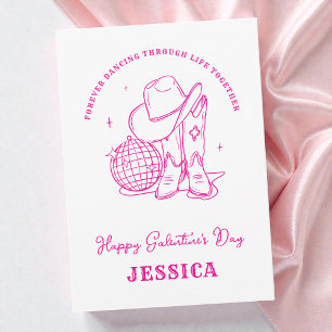 Cartes Pour Fêtes Annuelles Occidentale Cowgirl Rose Script Joyeuse Galentine'