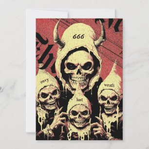 Cartes Pour Fêtes Annuelles Occulte Horreur Skeletons Devil Sins