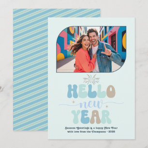 Cartes Pour Fêtes Annuelles Océan Brumeux Bonjour Nouvelle Année Bleu Retro Ph