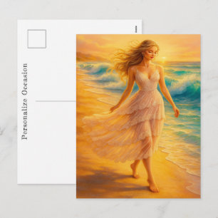 Cartes Pour Fêtes Annuelles Océan Doux Peinture Aquarelle Vibrante Promenade s