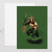 Cartes Pour Fêtes Annuelles Ocean King Trident Warrior Dynamic Comic Art (Devant / Derrière)