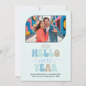 Cartes Pour Fêtes Annuelles Ocean Mist Hello New Year Blue Retro Photo (Devant)