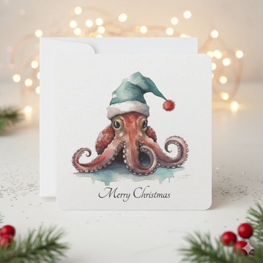 Cartes Pour Fêtes Annuelles Octopus Christmas Joy, coutume
