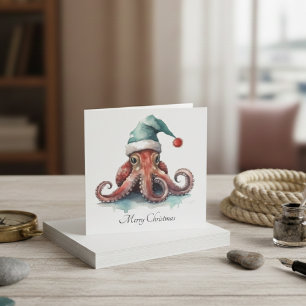 Cartes Pour Fêtes Annuelles Octopus de Noël, personnalisable