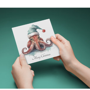 Cartes Pour Fêtes Annuelles Octopus de Noël, personnalisable