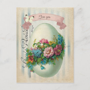 Cartes Pour Fêtes Annuelles Oeuf à fleurs de Pâques victorien