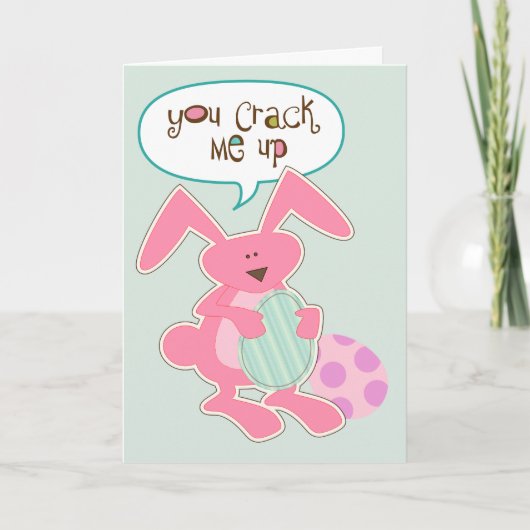Cartes Pour Fêtes Annuelles Oeuf criqué Pâques de lapin rose (Devant)