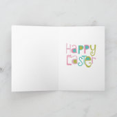 Cartes Pour Fêtes Annuelles Oeuf criqué Pâques de lapin rose (Intérieur)