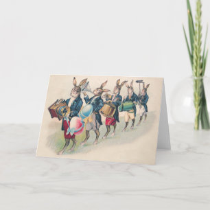 Cartes Pour Fêtes Annuelles Oeuf de bande de défilé de lapin de Pâques