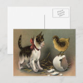 Cartes Pour Fêtes Annuelles Oeuf de Pâques Chat Kitten (Devant / Derrière)