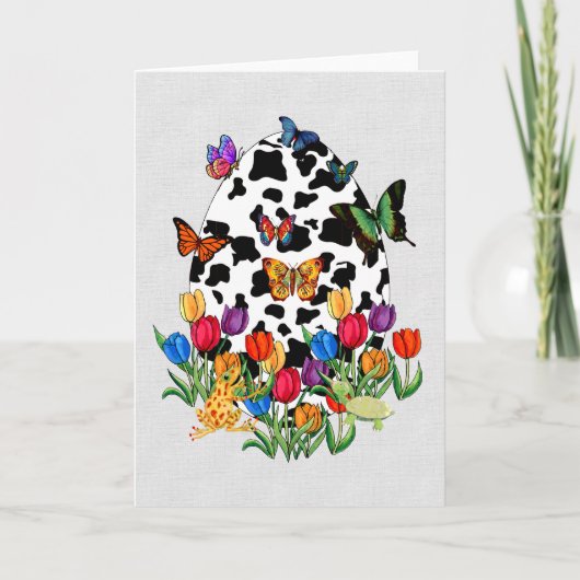 Cartes Pour Fêtes Annuelles Oeuf de pâques de peau de vache (Devant)