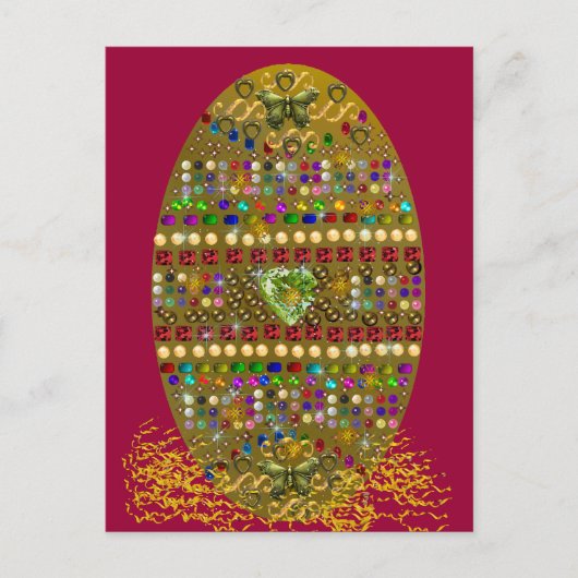 Cartes Pour Fêtes Annuelles Oeuf de pâques orné de bijoux (Devant)