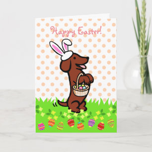 Cartes Pour Fêtes Annuelles Oeuf de Pâques Rouge Smooth Haired Dachshund
