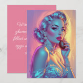 Cartes Pour Fêtes Annuelles Oeuf en Chocolat Pin-Up Blonde (Devant / Derrière)