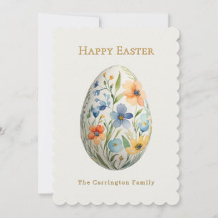Cartes Pour Fêtes Annuelles Œuf floral élégant de Pâques personnalisé
