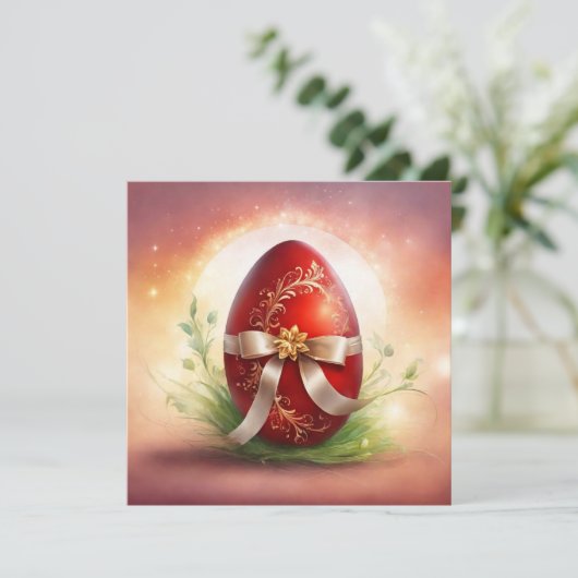 Cartes Pour Fêtes Annuelles OEuf rouge de Pâques (Debout devant)