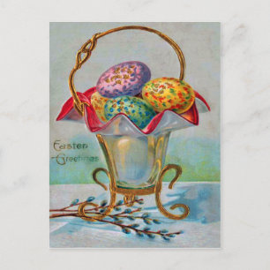 Cartes Pour Fêtes Annuelles OEuf vintage couleur Panier de Pâques