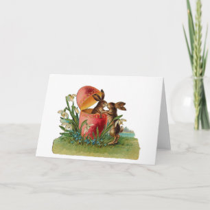 Cartes Pour Fêtes Annuelles Oeuf vintage et lapins de Pâques Baiser