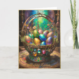 Cartes Pour Fêtes Annuelles OEufs colorés de Pâques en Panier