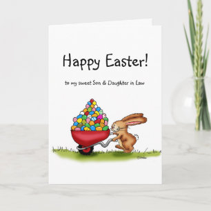 Cartes Pour Fêtes Annuelles Oeufs colorés par mouvements de lapin de Pâques