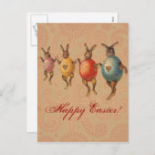 Cartes Pour Fêtes Annuelles Oeufs dansants lapins de Pâques (Devant / Derrière)
