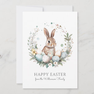 Cartes Pour Fêtes Annuelles Oeufs de Lapin Mignon Guirlande Couronne Personnal
