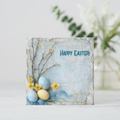 Cartes Pour Fêtes Annuelles Œufs de Pâques à l'ancienne et jonquilles (Debout devant)