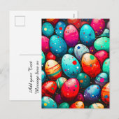 Cartes Pour Fêtes Annuelles Œufs de Pâques arc-en-ciel à l'aquarelle (Devant / Derrière)