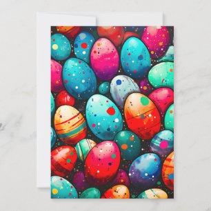 Cartes Pour Fêtes Annuelles Œufs de Pâques arc-en-ciel aquarelle